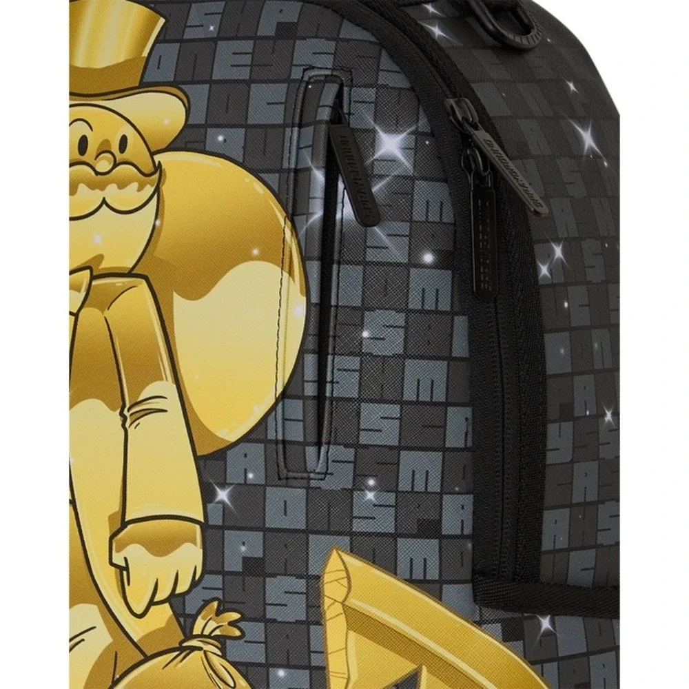 NEW Sprayground Monopoly Get The Gold Backpack Black Gold Unisex Streetwear